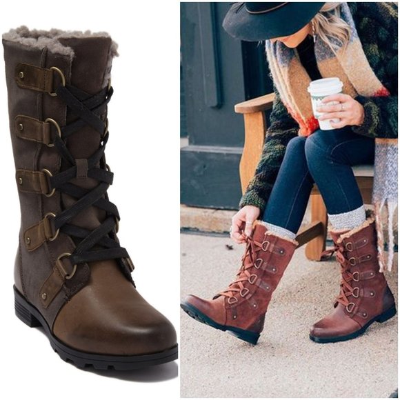 NWB Sorel Women's Emelie Lace Up Mid-Calf Waterproof Leather Boot - Sz 6.5US - Picture 3 of 13
